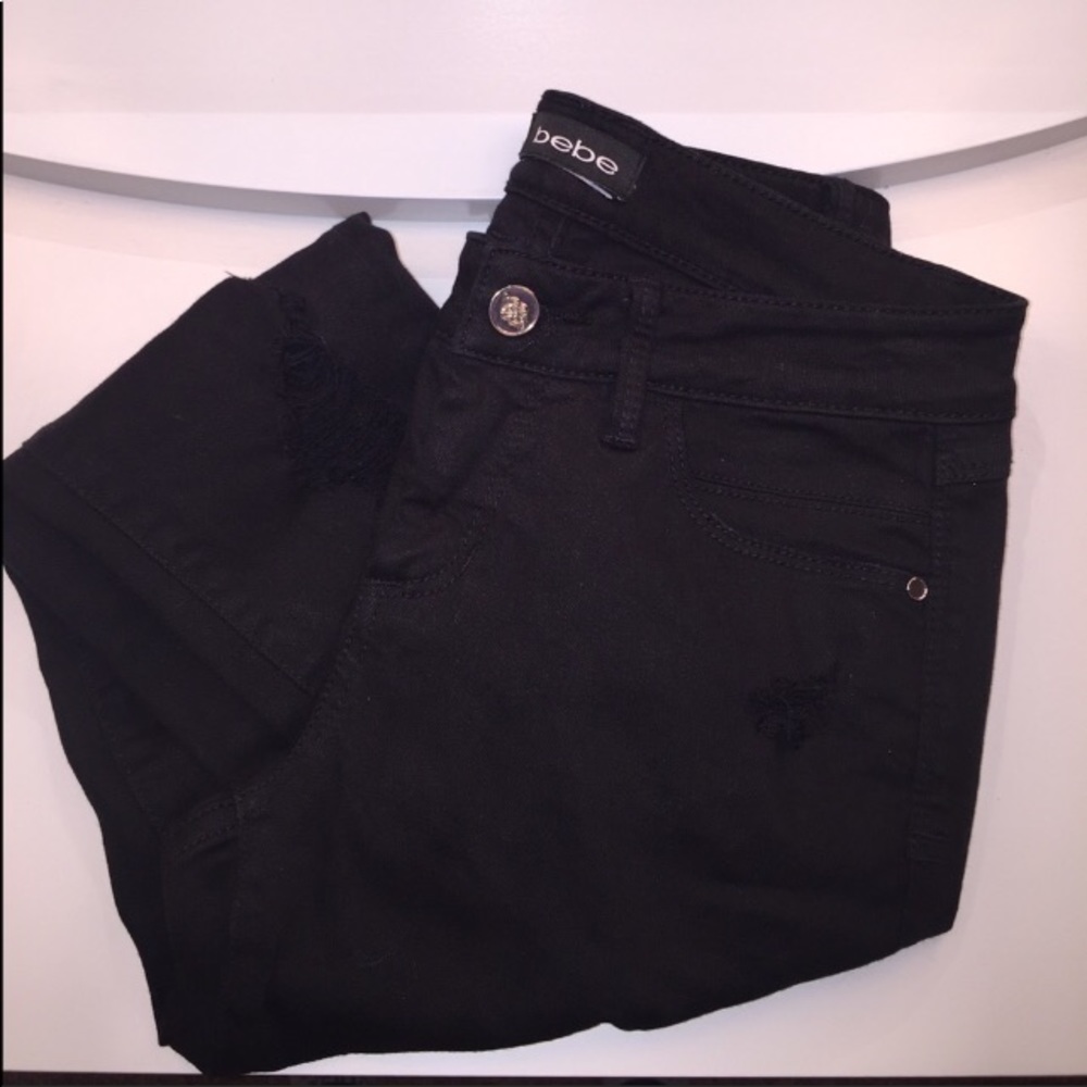 Bebe black destroyed jeans